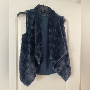 Love Token Navy Faux Fur Vest